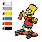 Bart Playing Scooter Embroidery Design